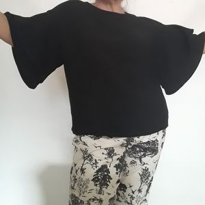 Butterfly sleeve,  black oversized blouse Size 4
